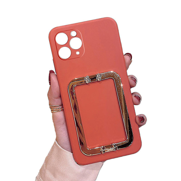 Phone Back Cover Multifunctional Anti-fall Ultra-thin Fashionable Metal Square Buckle Support Phone Case For Iphone 11 Pro Max/11 Pro/11/xs M Red for iPhone XS Max