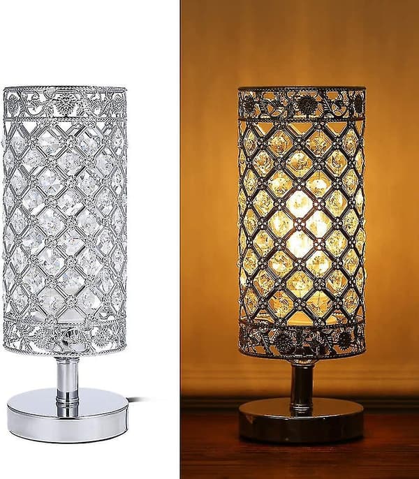 Krystal Sengelampe Sølv Soveværelse Natbordslampe Moderne E27 Lampe