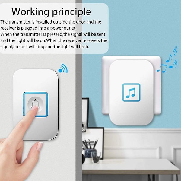 Wireless Doorbell Radio Bell Set Doorbell With 5 Volume Levels
