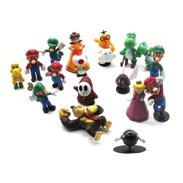 Ppiao 18pcs Super Mario Brothers Action Figures Cartoon Toys Set 18 Different Characters For Hours Of Creative Play
