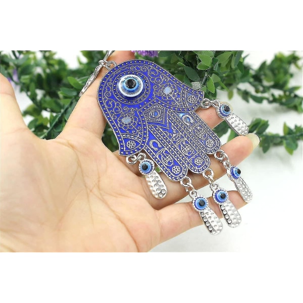 Decoration "evil Eye" In Turkish Style, Hand Of Fatima With Blue Eye, Metal, Blue01