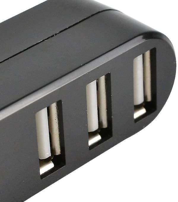 Kompakt Størrelse Højhastigheds Usb 2.0 Hub Sort Mini Usb 3 Ports Roterer Splitter