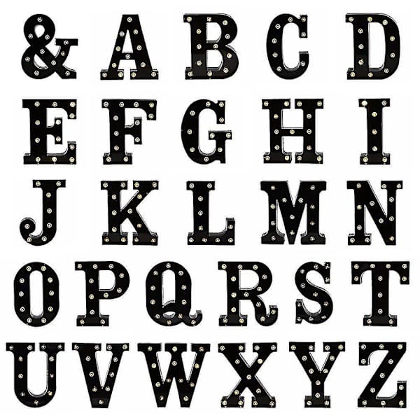 Newly Design Led Letters Lights 26 Alphabet Black Decorative Marquee Lamps For Wedding Party C