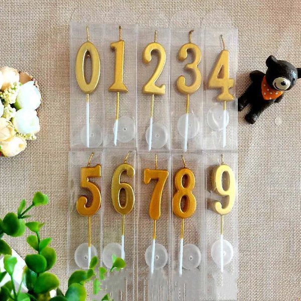 Golden Numbers Candles 0-9 Numbers Birthday Candles Cake Decoration Party Decoration Plug-in Gold-plated Cake Tools Light Grey