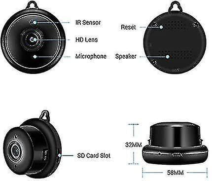V380 Wireless Wifi Mini Camera 1080p Night Vision Smart Ip Camera(black)