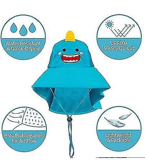 Solhatt for barn med bred brem og justerbar stropp lake blue