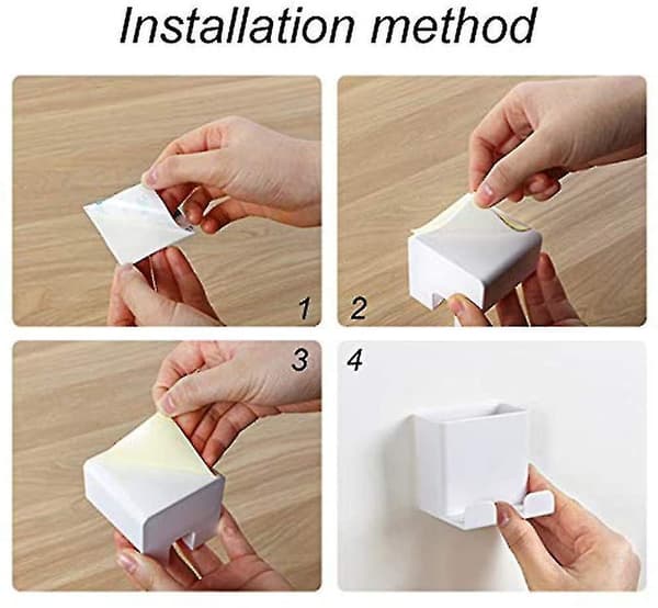 3 Pieces Wall Mounted Cell Phone Holder, Abs With Hook Wall Mounted Organizer Box