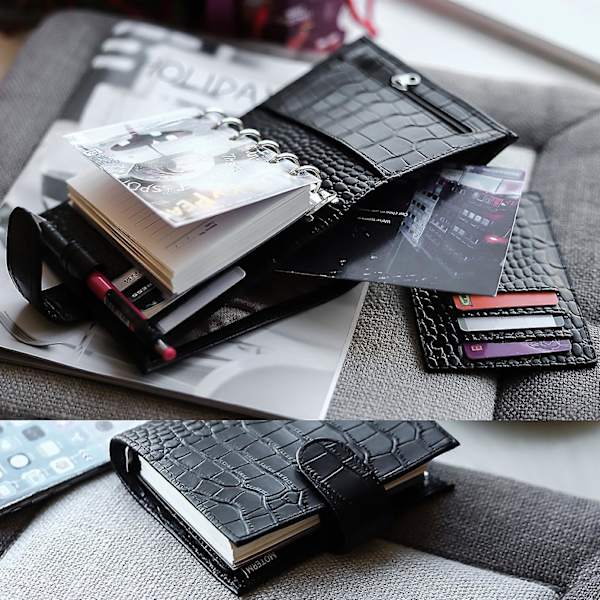 Limited Imperfect Moterm Regular Pocket Rings Planner Genuine Cowhide Leather A7 Notebook Agenda Organizer Journey Sketchbook Pink Croc