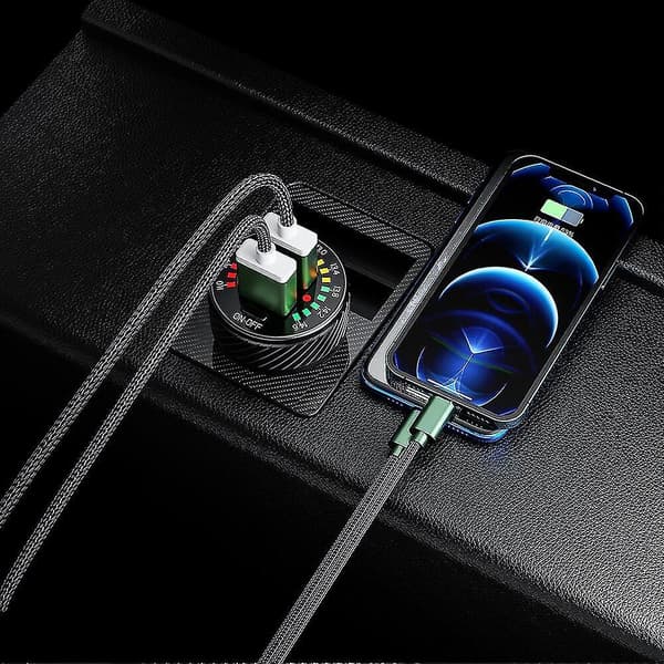 Dual Usb Car Charger Fast Charging Qc 3.0 With Voltmeter Display Power Adapter Cigarette Lighter Socket For Mobile Phone
