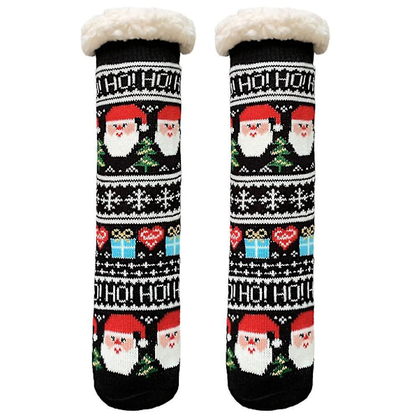 Unisex Sutsko Strømper Jul Plys Gulv Julemand Jule Fleece Varme Sokker Black