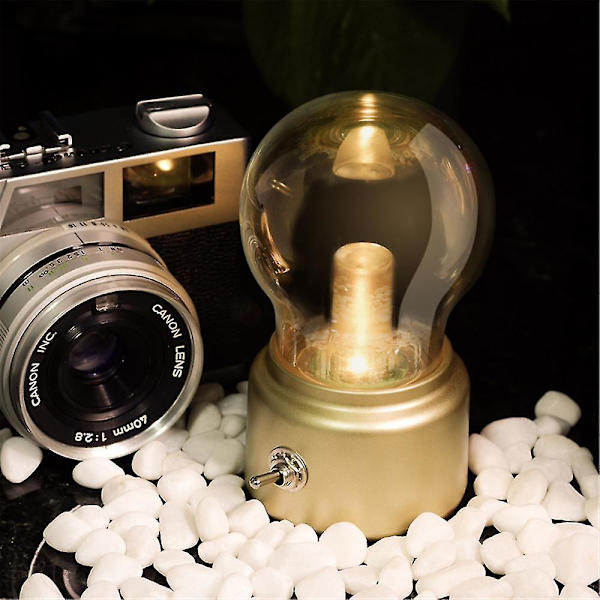 Kreativ LED Pære Retro Natlampe USB Genopladelig Lampe Bordlampe Ambient Lys Gave Gold