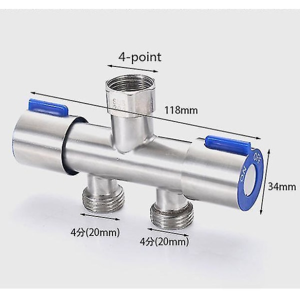4-Point Faucet Three-Way Deflector 1-in-2 Adapter Dual-Head