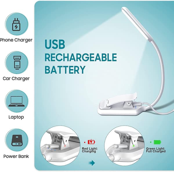 9 Led Reading Light, Rechargeable Reading Light Lamp In 3 Brightness Modes (cool White/warm Yellow)white