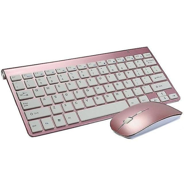 2.4g Wireless Keyboard And Mouse Portable Mini Keyboard And Mouse Combo Set Suitable For Notebook rose gold