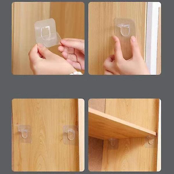 20pcs Multifunction Dual Purpose Shelf Support Adhesive Pegs Plastic Closet Cabinet Shelf Support Clips Wall Hanger Hook
