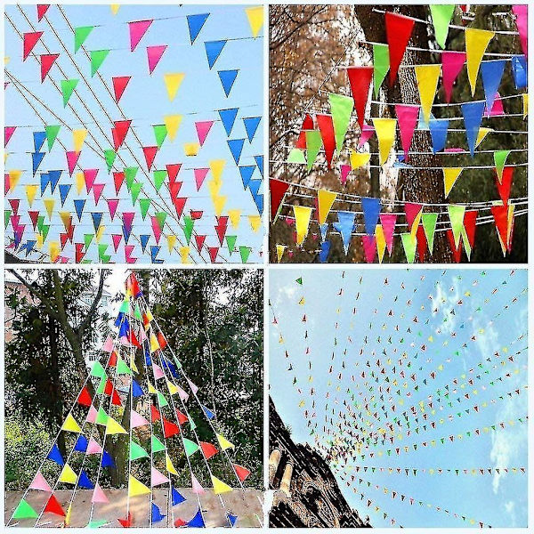 80 meter, farverig festbunting trekant flagkæde banner vimpelflag hængende dekoration til Bi