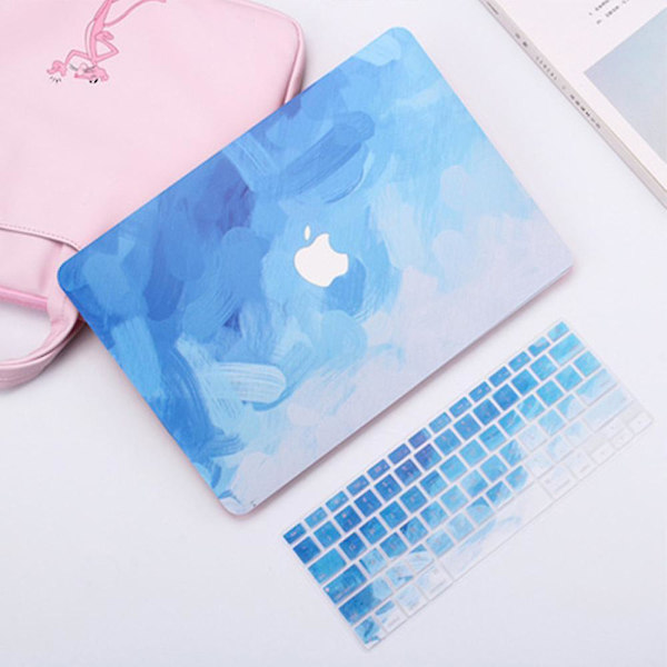 Creative Hard Shell & Keyboard Cover Compatible With Macbook Pro13 Blue smear