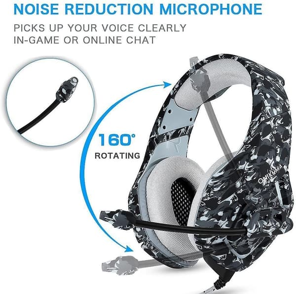 Stereo PC Gaming Headset med Støyreduserende Mikrofon for PS4 PS5 Xbox Series K1-B
