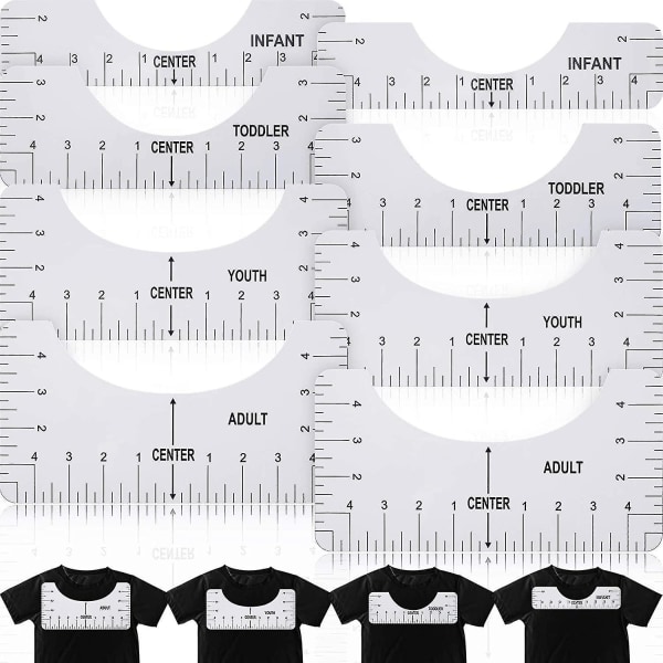8 Pieces T-shirt Alignment Tool T-shirt Ruler Guide Tool T-shirt Craft Ruler T-shirt Centering Tools For Guiding T-shirt Design