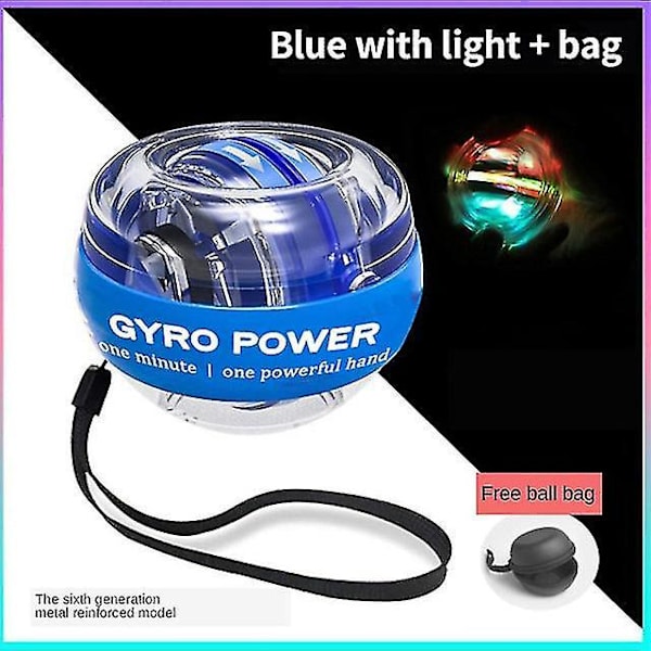 Rannekehyvä Itsekäynnistyvä Gyroskooppi Powerball Gyro Power Käsipallo Lihas Blue light bag