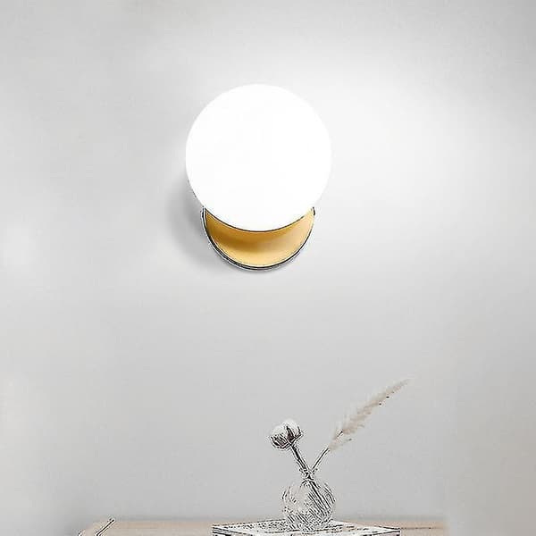 Led Wall Hanging Wrought Iron Decoration Led Lamp Household Bedside Round Glass Wall Lamp E27(K)