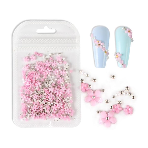 4 Packs Of 800 Pieces 3d Acrylic Flower Nail Charms With Pearls, Nail Art Accessories,nail Art Supplies For Women Girls