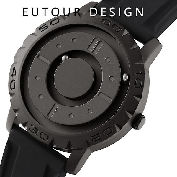 Magnetic Pointer Free Concept Watch(Black)