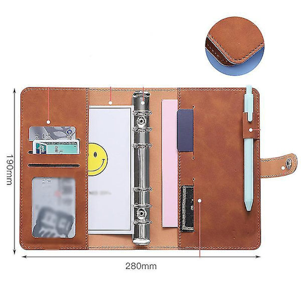 Leather Binder Budget Planner Cash Envelope Wallet System retro blue