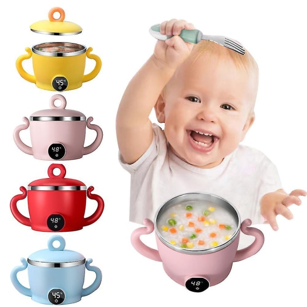 Rechargeable Children Food Warmer Bowl Baby Food Heater Insulation Baby Feeding Food Container Red