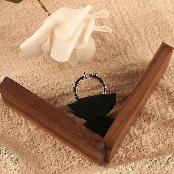 Wooden Ring Box For Proposal Ceremony Ring Box With Concealed Magnetic Closure
