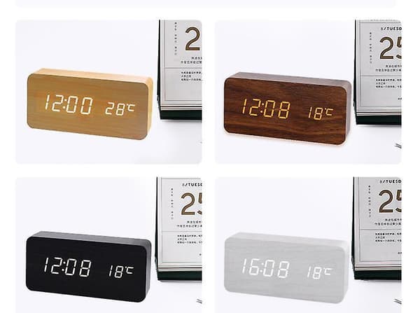 2022 New Simple Square Alarm Clock (display Time, Date And Temperature) In Various Colors