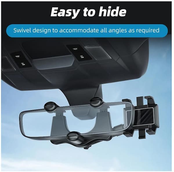 Phone Holder Multifunctional 360 Degree Rotatable Auto Rearview Mirror Seat Hanging