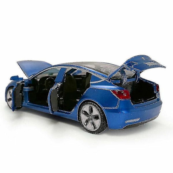 1:32 Tesla Model3 Legeringsmodel Med Lyslydeffekt Træk Tilbage Bilmodel blue