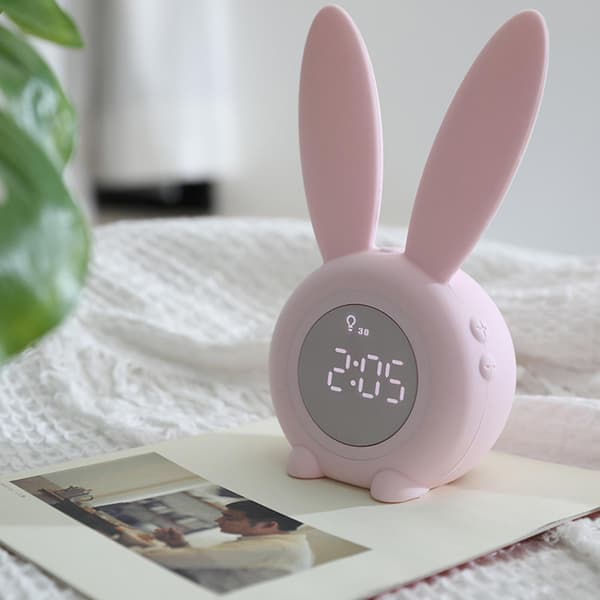 Rabbit Wake Up Lights Bedside Lamps Alarm Clocks Light Rabbit Alarm Clocks - Pink