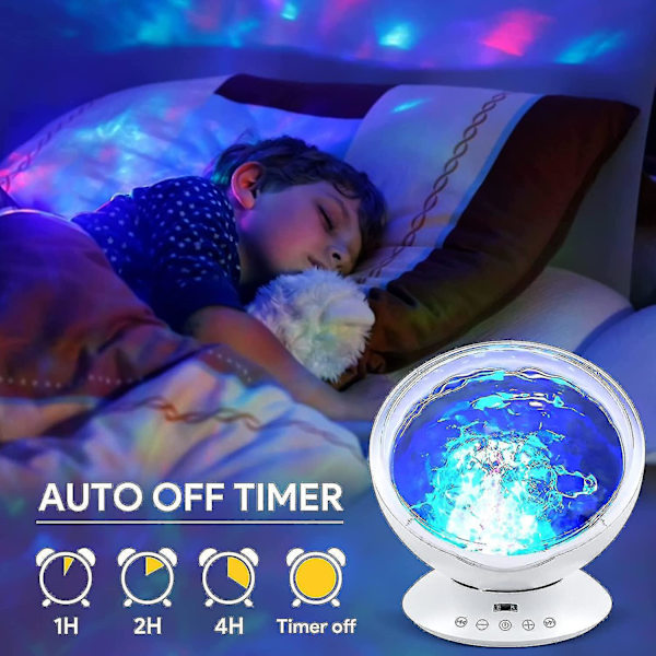 7 Modes Remote Control LED Ocean Projection Lamp Speaker Built-in Music Player (white)