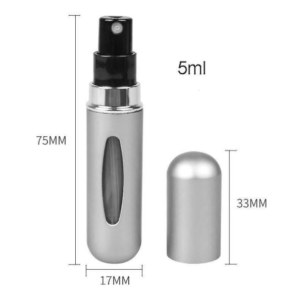 8ml Portable Mini Refillable Perfume Bottle With Spray 8ml matte silver
