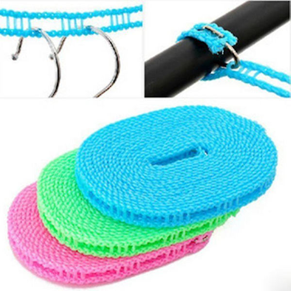 Clothes Hanging Rope Fence Shape With Hook And Partition For Hang Outdoor Travel Clothesline Clothes Hanging Rope Home Green 5M