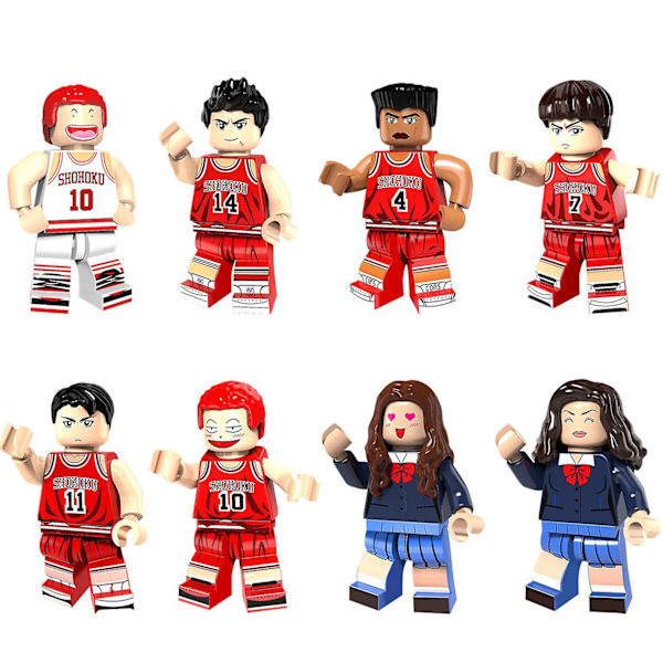 8 Slam Dunk Anime Sakuragi Flower Road Rukawa Maple Inoue Ayako Assembled Building Block Miniature Toys