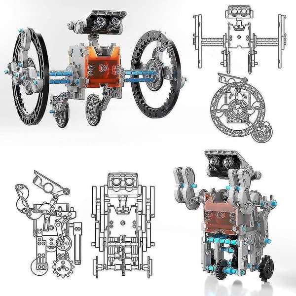 Stem 12-i-1 Uddannelsesmæssigt Solcelle Robot Legetøj - 190 Dele