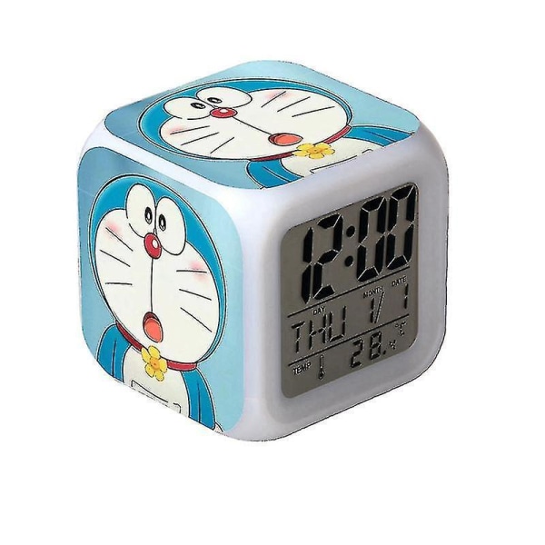 Doraemon Colorful Color Changing Alarm Clock Led Luminous Anime Cartoon Gift Alarm Clock Creative Gift Style D