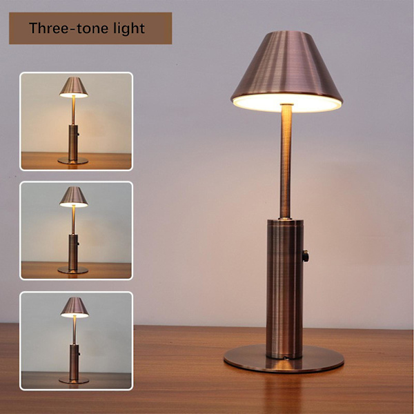 Led Rechargeable Bar Table Lamp Decorative Atmosphere Lamp Three-tone Light Touch Switch Table Lamp Bronze