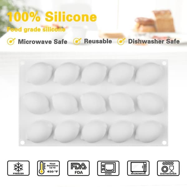 Lemon Shaped Silicone Molds, 15 Cavities, Cake Decorating Tools, Bakeware For Mousse And French Desserts