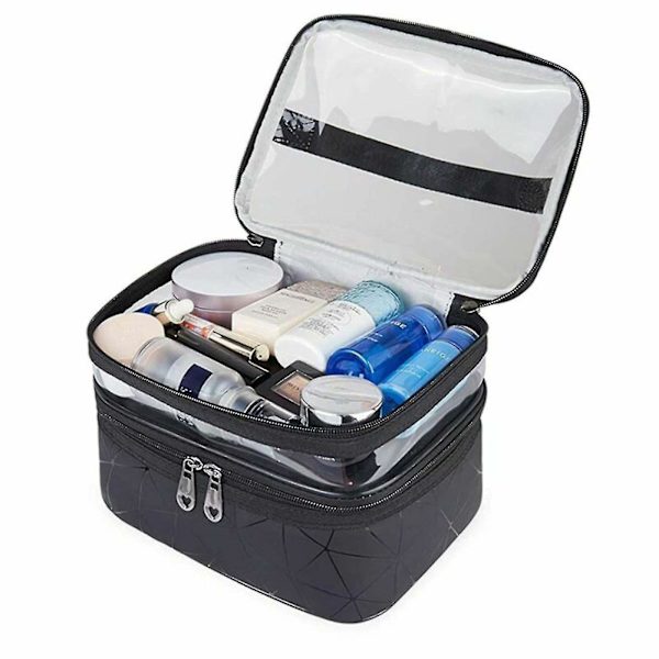 Large Cosmetic Case Makeup Bag Storage Box Handle Organizer Black