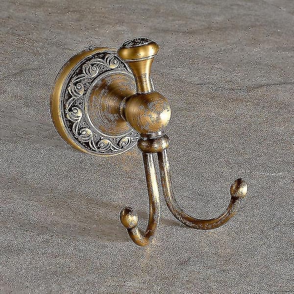 Robe Hook Retro Brass Bathroom Hook 2 Hooks Bathroom Accessory Set Paper Roll Holder Antique Brass F