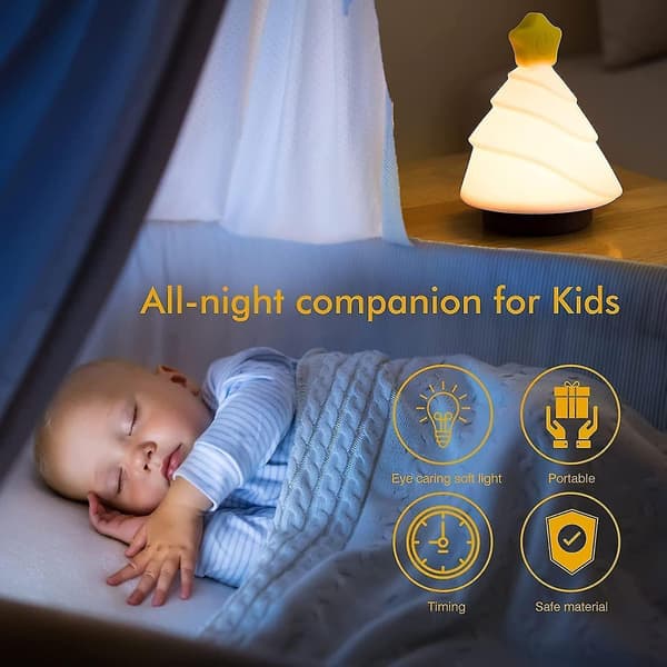 Cute Tree Night Lights For Kidssoft Silicone Night Light With TimerUSB rechargeable