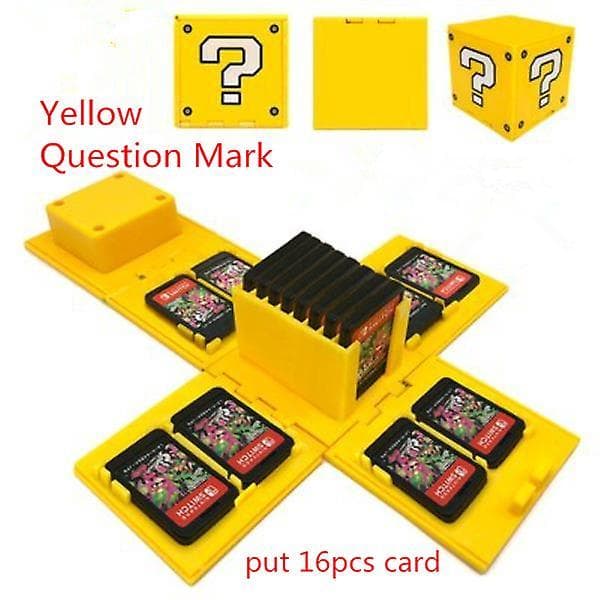 Switch Game Card Storage Box Foldable Ns Card Organizer Capacity 16 Pieces Card Yellow Question Mark