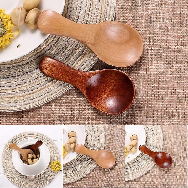 2pcs Mini Wooden Spoon With Short Handle, Perfect Smallkitchen Accessories Brown