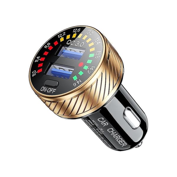 Dual Usb Car Charger Fast Charging Qc 3.0 With Voltmeter Display Power Adapter Cigarette Lighter Socket For Mobile Phone