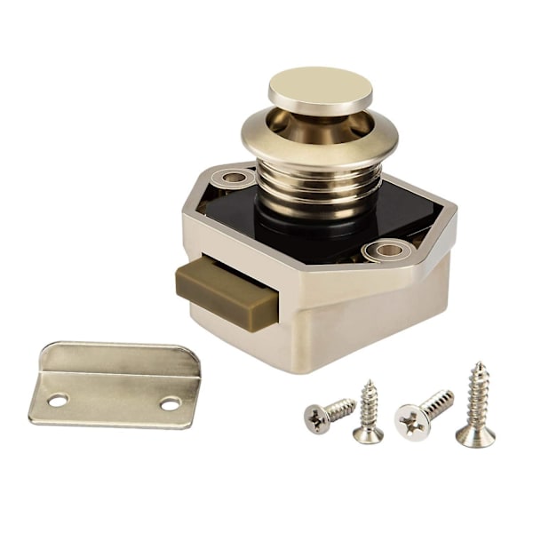 10pcs Mini Push Button Drawer Cupboard Door Catch Lock Caravan Motorhome Nickel Boat Lock Knob Nickel 10pcs