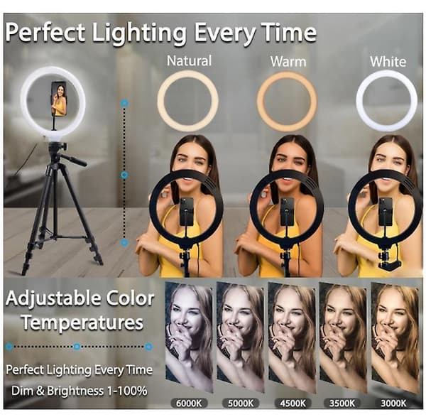 26cm Photo Ringlight Led Selfie Ring Light Phone Remote Control Lamp Photography Lighting Silver